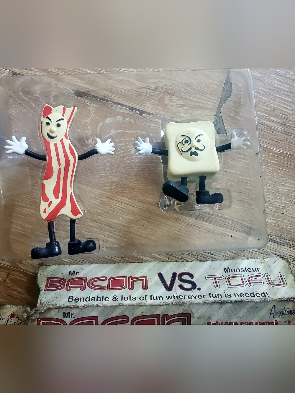 Mr. Bacon & Monsieur Tofu  Bendable Toy Set - "Food Fight Series"